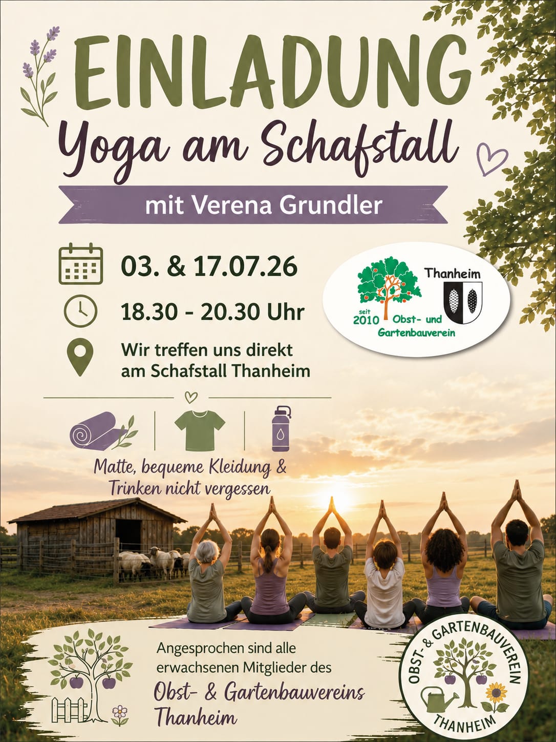 Yoga am Schafstall – Einladungsflyer